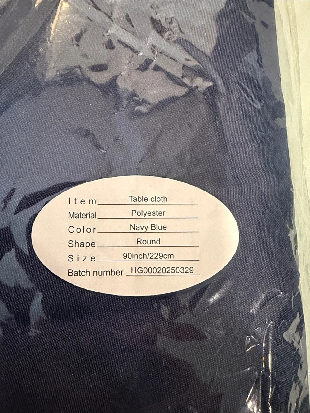 Navy Blue Round Polyester Tablecloth - Unbranded